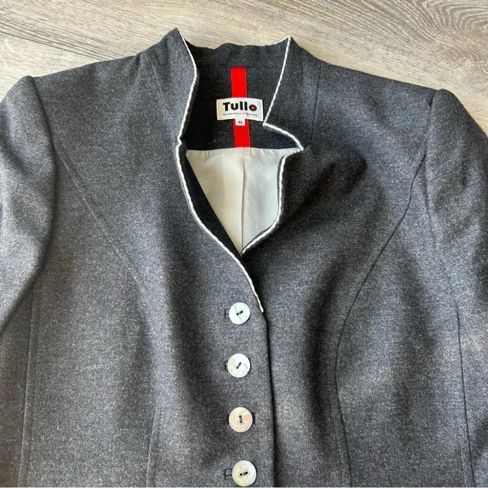 Vintage Tullo Stand Collar Wool Blazer Made  in Germany - Picture 9 of 15